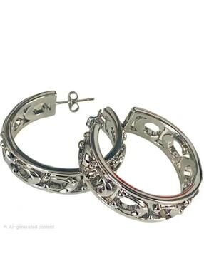 Coach Signature Openwork Hoop Earrings